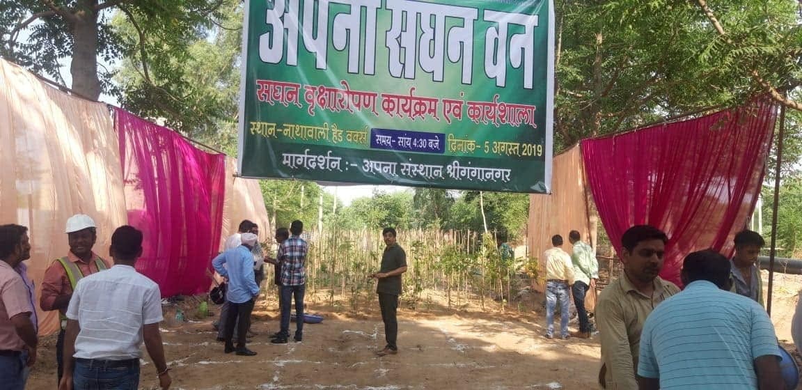 गंगानगर में अपना सघन वन कार्यक्रम के तहत पौधारोपण