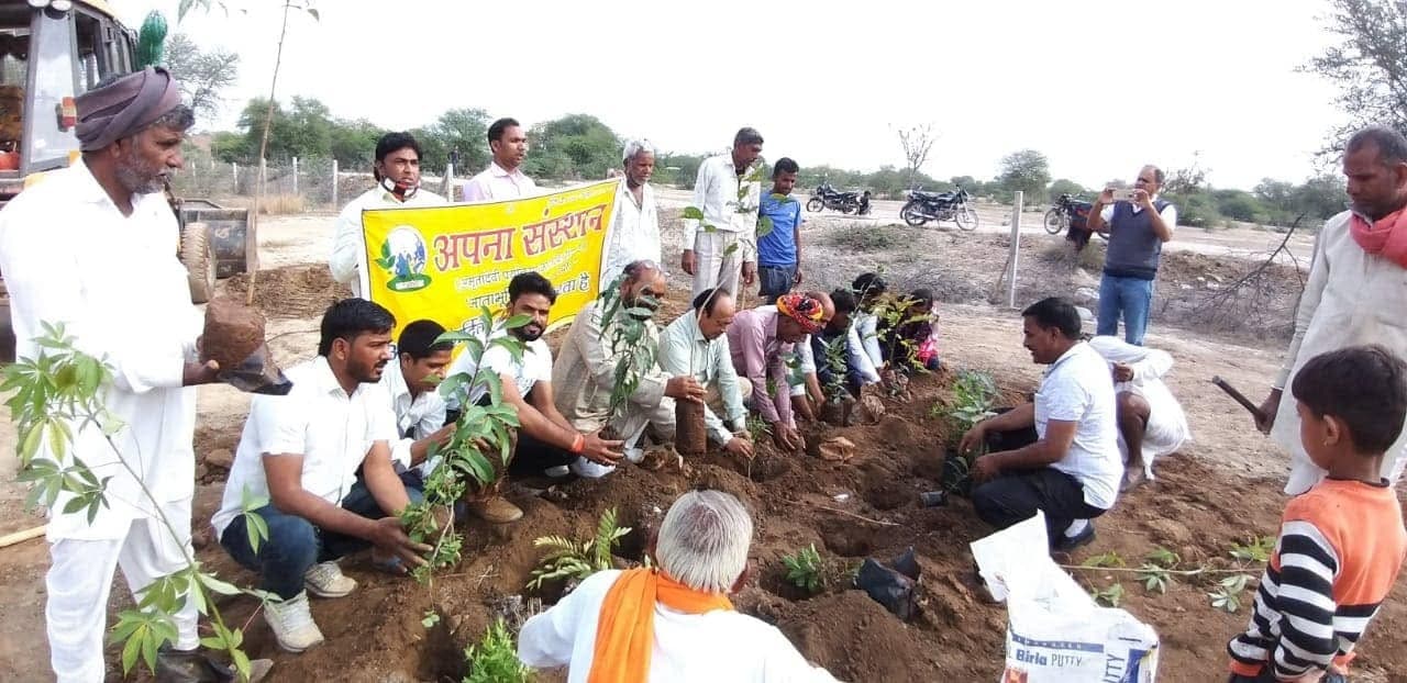 शाहपुरा के ढाणी भवसागर में पौधरोपण